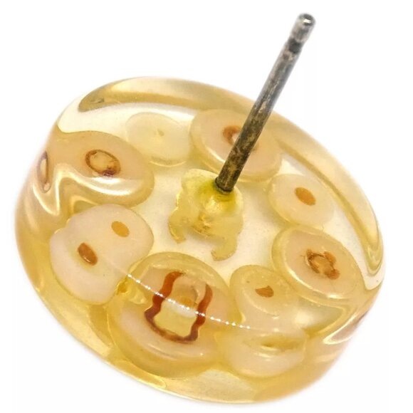 Chanel Button Piercing Earrings Artificial Pearl Clear - Picture 4 of 4